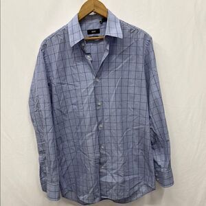Hugo Boss Men's Blue Plaid Button Down Shirt
